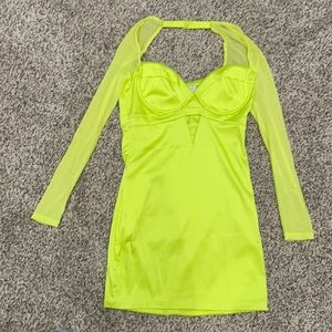 Oh Polly Party Dress Neon Yellow Size 8